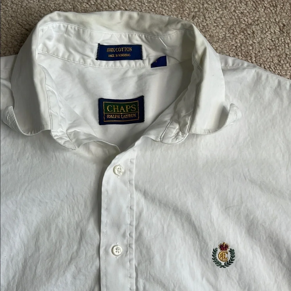 Chaps White Casual Button Down Shirt with Pointed Collar - Picture 2 of 8